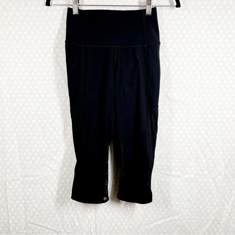 Lululemon Black High Rise Wunder Under Crop Mesh Leggings
